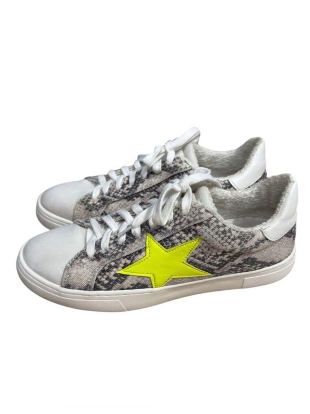 STEVEN New York Steve Madden Women Reeves Snake Neon Star Sneakers Shoes US 8.5